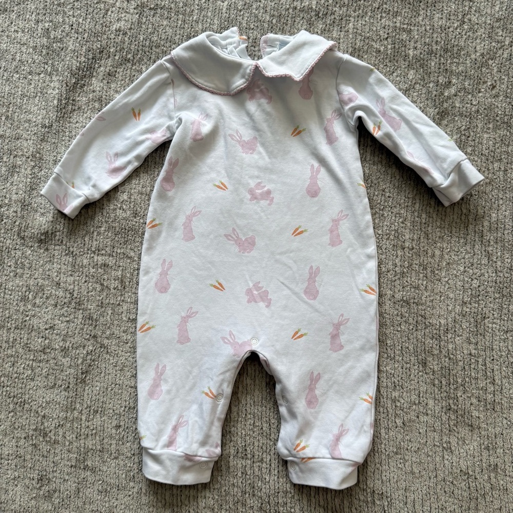 Little English Bunny Print Pima Cotton Romper‎ 6M Easter Spring Classic Preppy